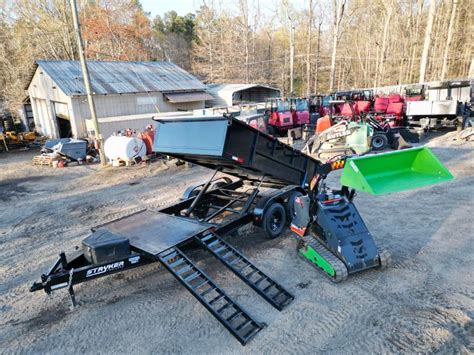 dumping trailer with skid steer dumping drit|7x16 dump trailer skid steer.